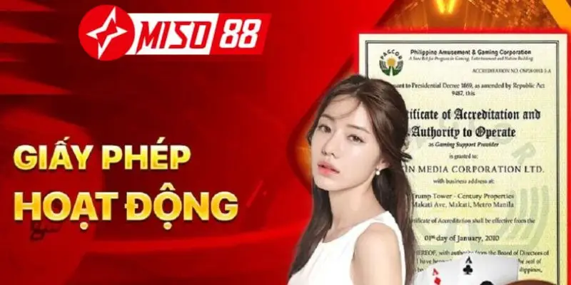 Miso88 có giấy chứng nhận hợp pháp từ PAGCOR